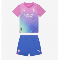 Camisa de Futebol AC Milan Yacine Adli #7 Equipamento Alternativo Infantil 2023-24 Manga Curta (+ Calças curtas)